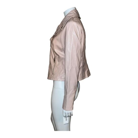 GUESS Women's Faux Leather Asymmetrical Moto Jacket Blush Pink XL NWT - Picture 4 of 9